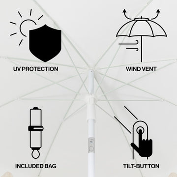 Mariner 6.5 ft. Classic Cottage Fringe Tassel Market Beach Umbrella